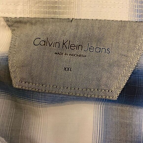 Calvin Klein Plaid Button Down Short Sleeve Shirt Size XXL - Picture 9 of 12